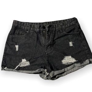 Black cut off denim jeans